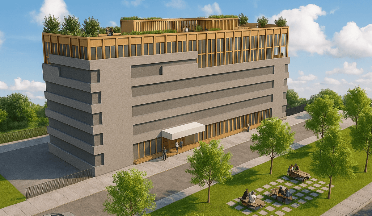 Hotel D studentenhotel, toekomstig bouwproject gepland voor realisatie in 2027.